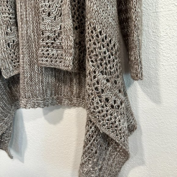 Charlotte Russe Open Front Cardigan Sweater Asymmetrical Hem Tan Beige SZ Small - Picture 9 of 9